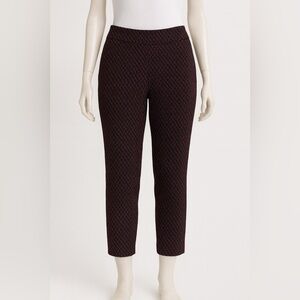 7th Avenue New York & Company Women's Black and Maroon Patterned Pants